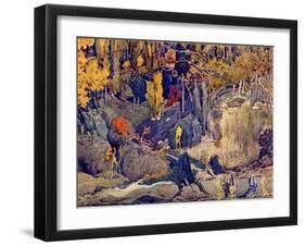 Set design for 'Prelude to the Afternoon of a Faun', 1912 (gouache on paper)-Leon Bakst-Framed Giclee Print