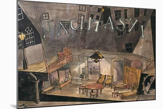 Set Design for 'The Lower Depths' (Nachtasyl)-Edward Suhr-Mounted Giclee Print