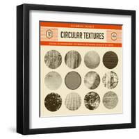 Set of 12 Highly Detailed Circular Vector Textures - Great as Backgrounds for Vintage Emblems or As-shootandwin-Framed Art Print