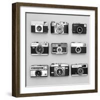 Set of 9 Antique Cameras-Tom Quartermaine-Framed Giclee Print