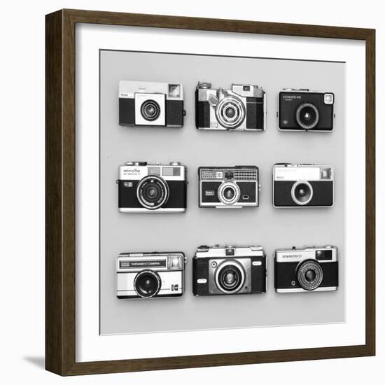 Set of 9 Antique Cameras-Tom Quartermaine-Framed Giclee Print