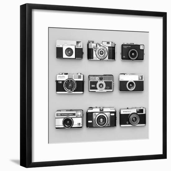 Set of 9 Antique Cameras-Tom Quartermaine-Framed Giclee Print