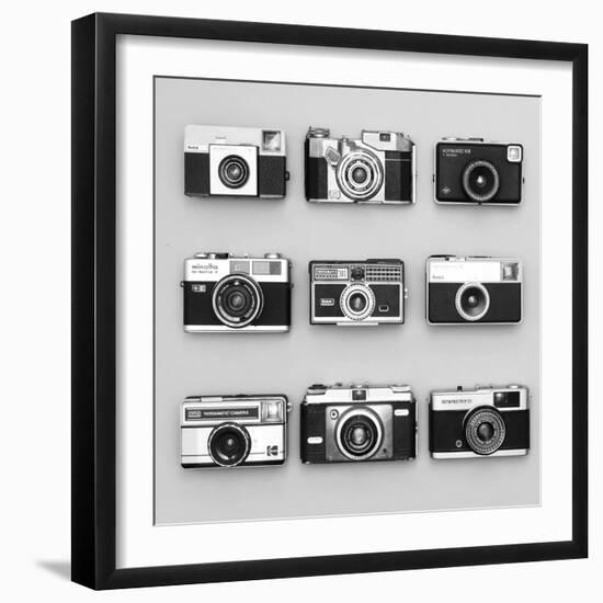 Set of 9 Antique Cameras-Tom Quartermaine-Framed Giclee Print