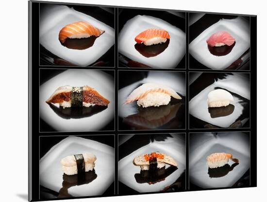 Set Of 9 Different Nigirizushi (Sushi)-Lev4-Mounted Art Print