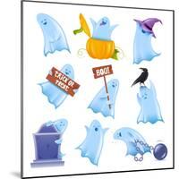 Set of 9 Happy Halloween Ghosts in Various Situations-Thomas Amby-Mounted Art Print