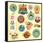 Set of Animal Labels and Stickers-PureSolution-Framed Stretched Canvas