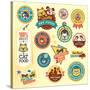 Set of Animal Labels and Stickers-PureSolution-Stretched Canvas