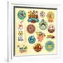 Set of Animal Labels and Stickers-PureSolution-Framed Art Print