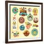 Set of Animal Labels and Stickers-PureSolution-Framed Art Print