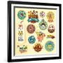 Set of Animal Labels and Stickers-PureSolution-Framed Art Print