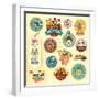 Set of Animal Labels and Stickers-PureSolution-Framed Art Print