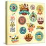 Set of Animal Labels and Stickers-PureSolution-Stretched Canvas