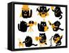 Set of Black Cats. Creative Professions-oliycka-Framed Stretched Canvas