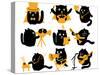 Set of Black Cats. Creative Professions-oliycka-Stretched Canvas