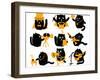 Set of Black Cats. Creative Professions-oliycka-Framed Art Print