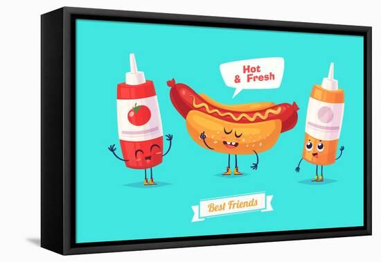 Set of Breakfast Characters. Vector Cute Cartoons-Krolone-Framed Stretched Canvas