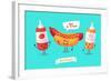 Set of Breakfast Characters. Vector Cute Cartoons-Krolone-Framed Art Print