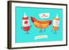 Set of Breakfast Characters. Vector Cute Cartoons-Krolone-Framed Art Print