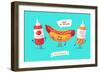 Set of Breakfast Characters. Vector Cute Cartoons-Krolone-Framed Art Print