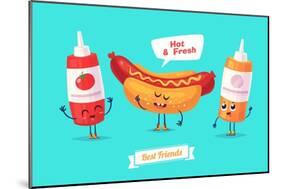 Set of Breakfast Characters. Vector Cute Cartoons-Krolone-Mounted Art Print