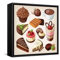 Set Of Chocolate Sweet Food-moonkin-Framed Stretched Canvas