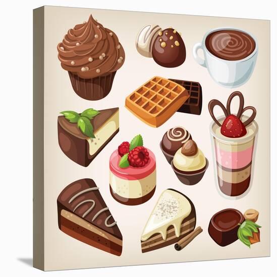 Set Of Chocolate Sweet Food-moonkin-Stretched Canvas