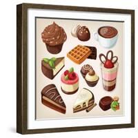 Set Of Chocolate Sweet Food-moonkin-Framed Art Print