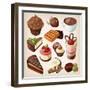 Set Of Chocolate Sweet Food-moonkin-Framed Art Print