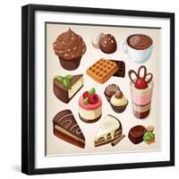 Set Of Chocolate Sweet Food-moonkin-Framed Art Print