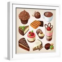 Set Of Chocolate Sweet Food-moonkin-Framed Art Print