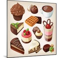 Set Of Chocolate Sweet Food-moonkin-Mounted Art Print