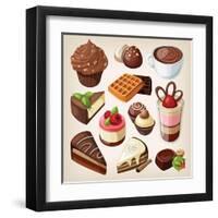 Set Of Chocolate Sweet Food-moonkin-Framed Art Print