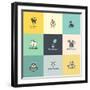 Set of Colorful Animal Icons-PureSolution-Framed Art Print