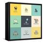 Set of Colorful Animal Icons-PureSolution-Framed Stretched Canvas