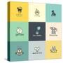 Set of Colorful Animal Icons-PureSolution-Stretched Canvas