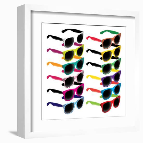 Set Of Colorful Retro Sunglasses-Rashomon-Framed Art Print