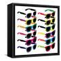 Set Of Colorful Retro Sunglasses-Rashomon-Framed Stretched Canvas