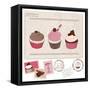 Set Of Cupcakes On Old Postcard-woodhouse-Framed Stretched Canvas