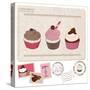 Set Of Cupcakes On Old Postcard-woodhouse-Stretched Canvas