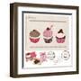 Set Of Cupcakes On Old Postcard-woodhouse-Framed Art Print