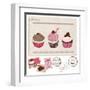 Set Of Cupcakes On Old Postcard-woodhouse-Framed Art Print