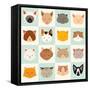 Set of Cute Cats Icons-coffeee_in-Framed Stretched Canvas