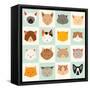 Set of Cute Cats Icons-coffeee_in-Framed Stretched Canvas