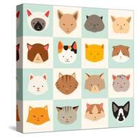 Set of Cute Cats Icons-coffeee_in-Stretched Canvas