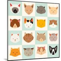 Set of Cute Cats Icons-coffeee_in-Mounted Art Print