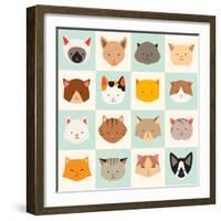 Set of Cute Cats Icons-coffeee_in-Framed Art Print