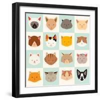 Set of Cute Cats Icons-coffeee_in-Framed Art Print