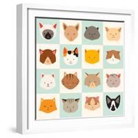 Set of Cute Cats Icons-coffeee_in-Framed Art Print