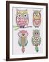 Set Of Cute Colorful Owls-cherry blossom girl-Framed Art Print