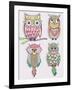 Set Of Cute Colorful Owls-cherry blossom girl-Framed Art Print